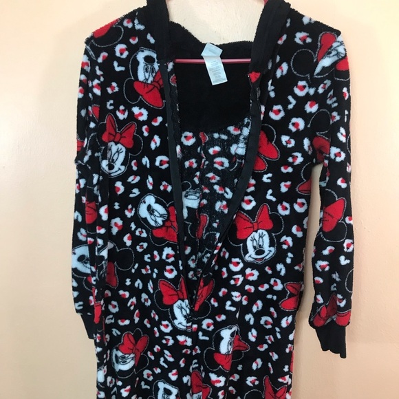 Minnie Mouse 1pc Zip Front Hooded Fleece Pajamas Women S Disney - Picture 2 of 9